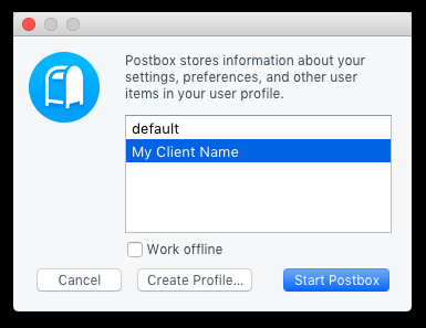 A client profile added to postbox