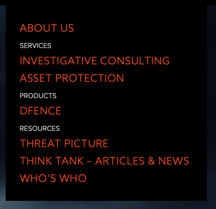 Finished menu showing styled section headers